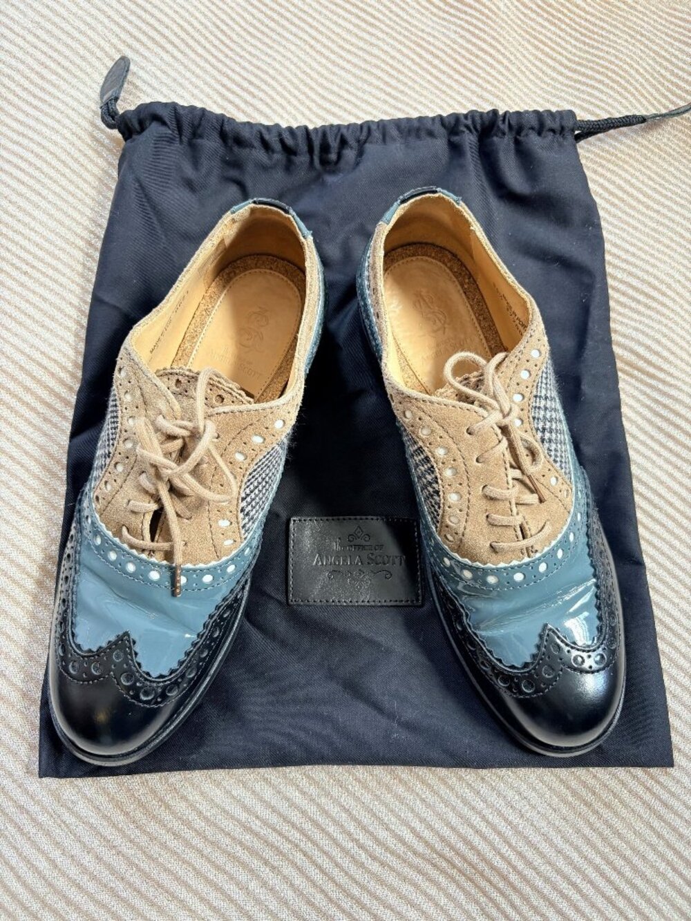 The Office of Angela Scott Mr. Doubt Wingtip Oxfords Shoes Patent Leather Black